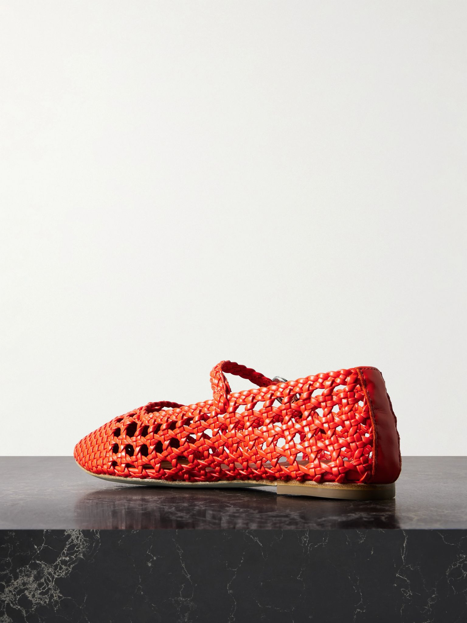 Nell woven leather Mary Jane ballet flats Red - 3