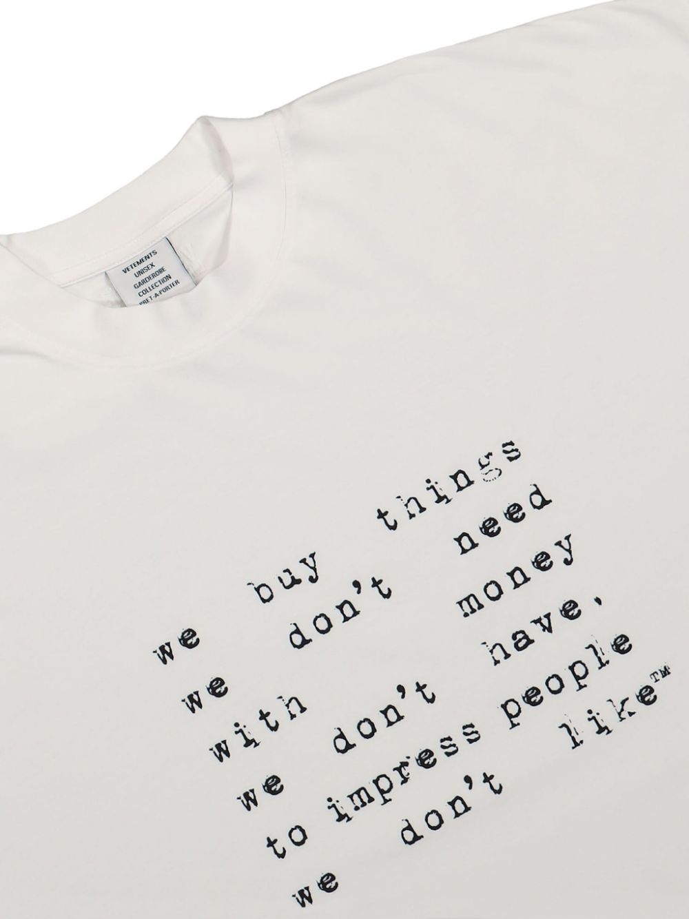 VETEMENTS We Buy Things コットン Tシャツ 人気 VETEMENTS We Buy Things コットン Tシャツ 人気