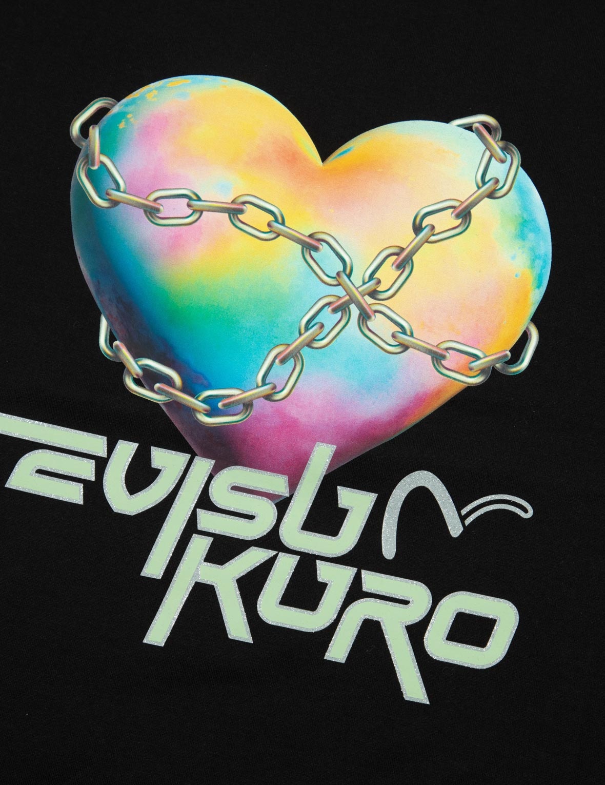 Y2K Holographic Heart-Shaped Earth Print Loose Fit T-shirt - 8