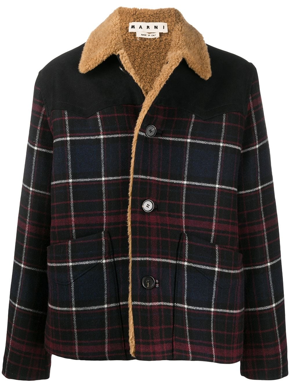 checked shearling jacket - 1