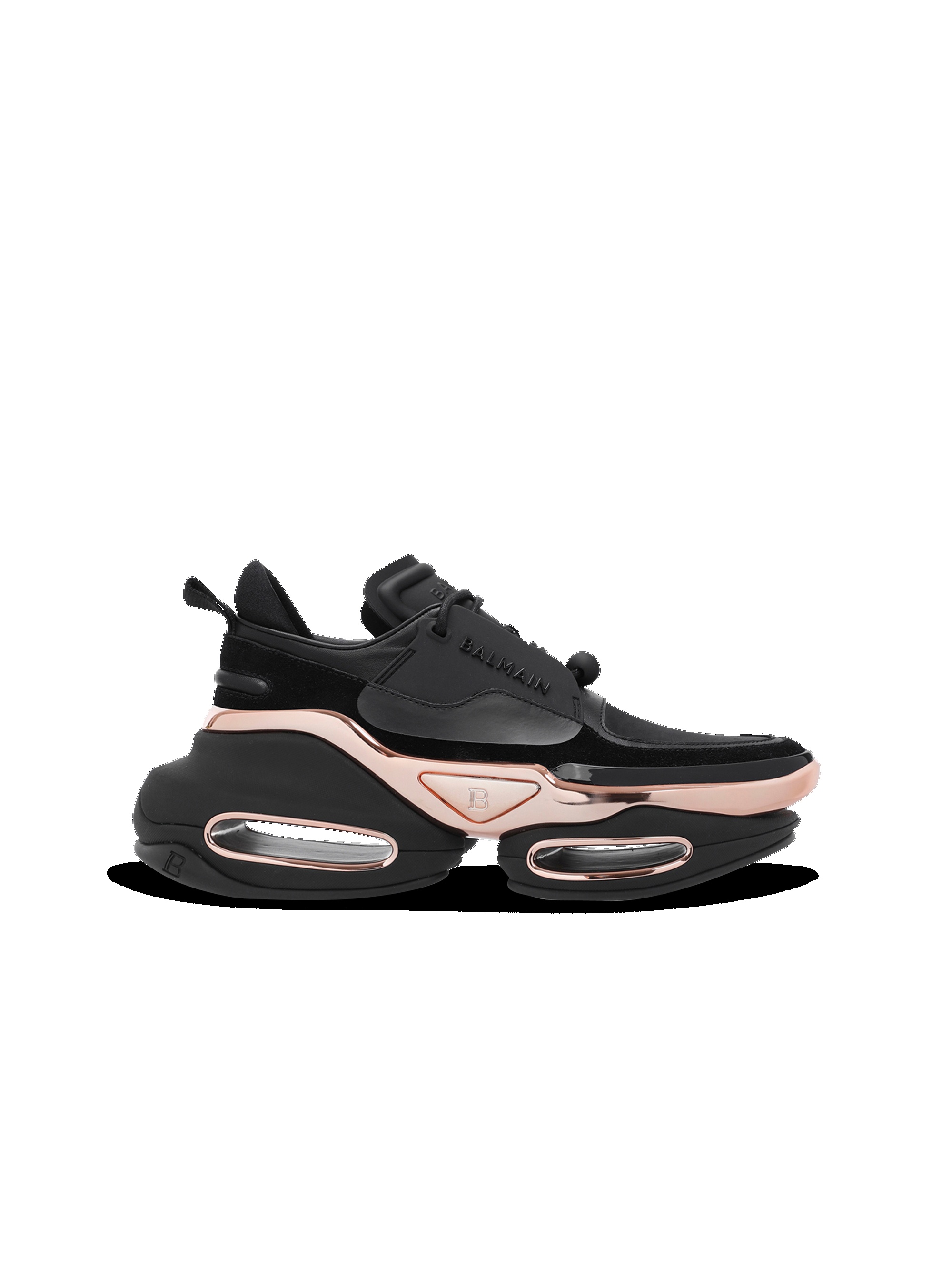 Leather, metal and suede B-Bold low-top sneakers - 1