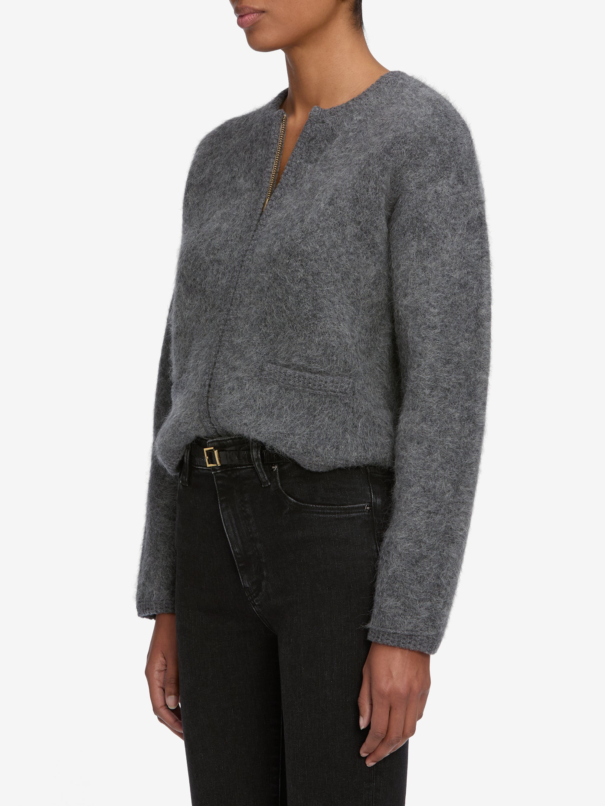 The Lofty Crochet Cardi in Dark Heather Grey - 5