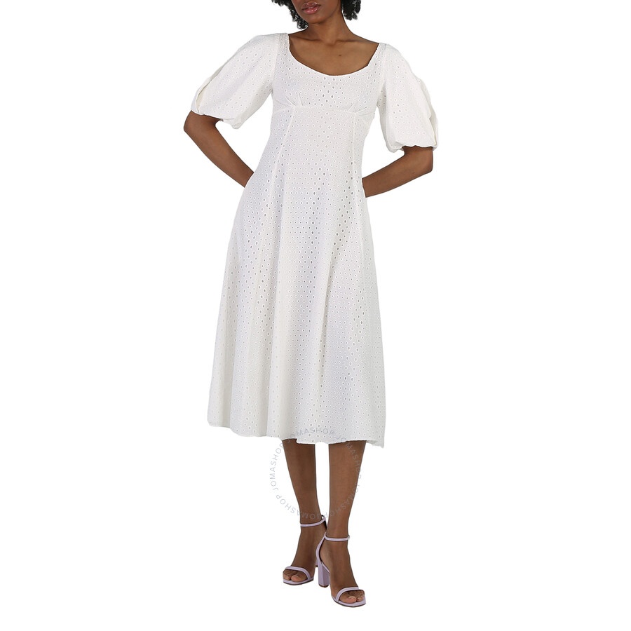 Kenzo Ladies Off White Broderie Anglais Embroidered Midi Dress - 3