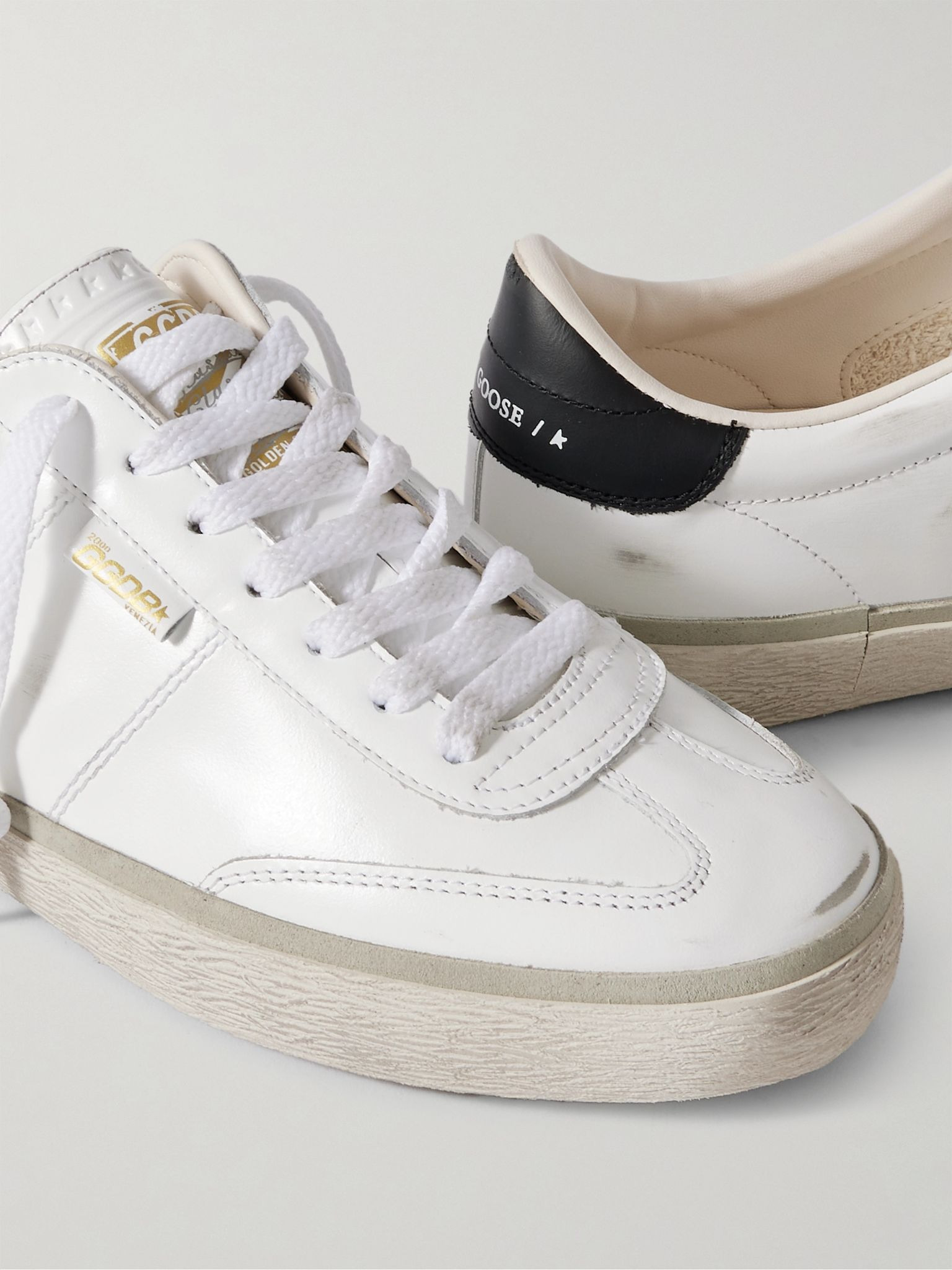 Soul-Star Distressed Leather Sneakers White - 5