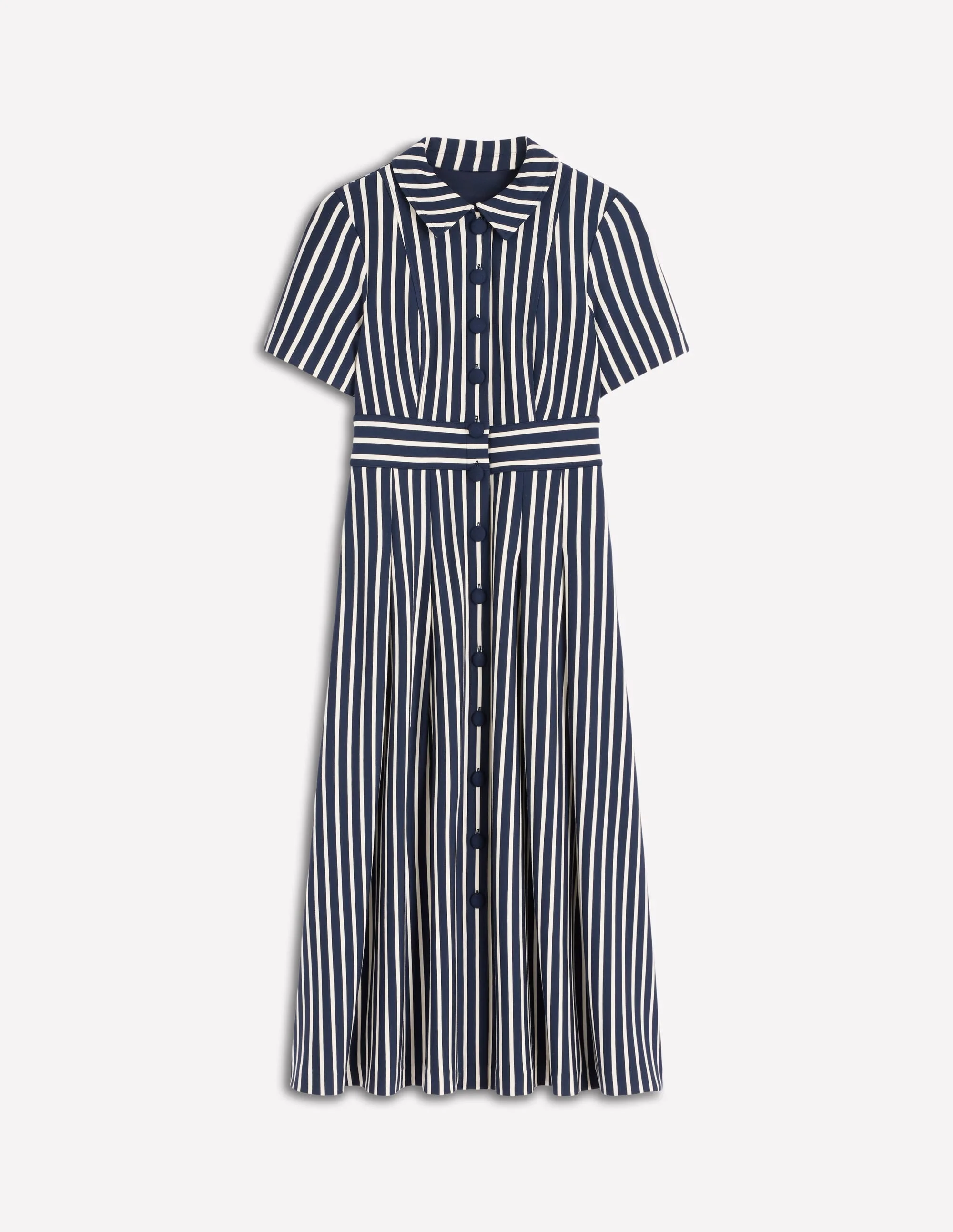 Bridget Ponte Shirt Dress-Navy and Ivory Stripe - 1