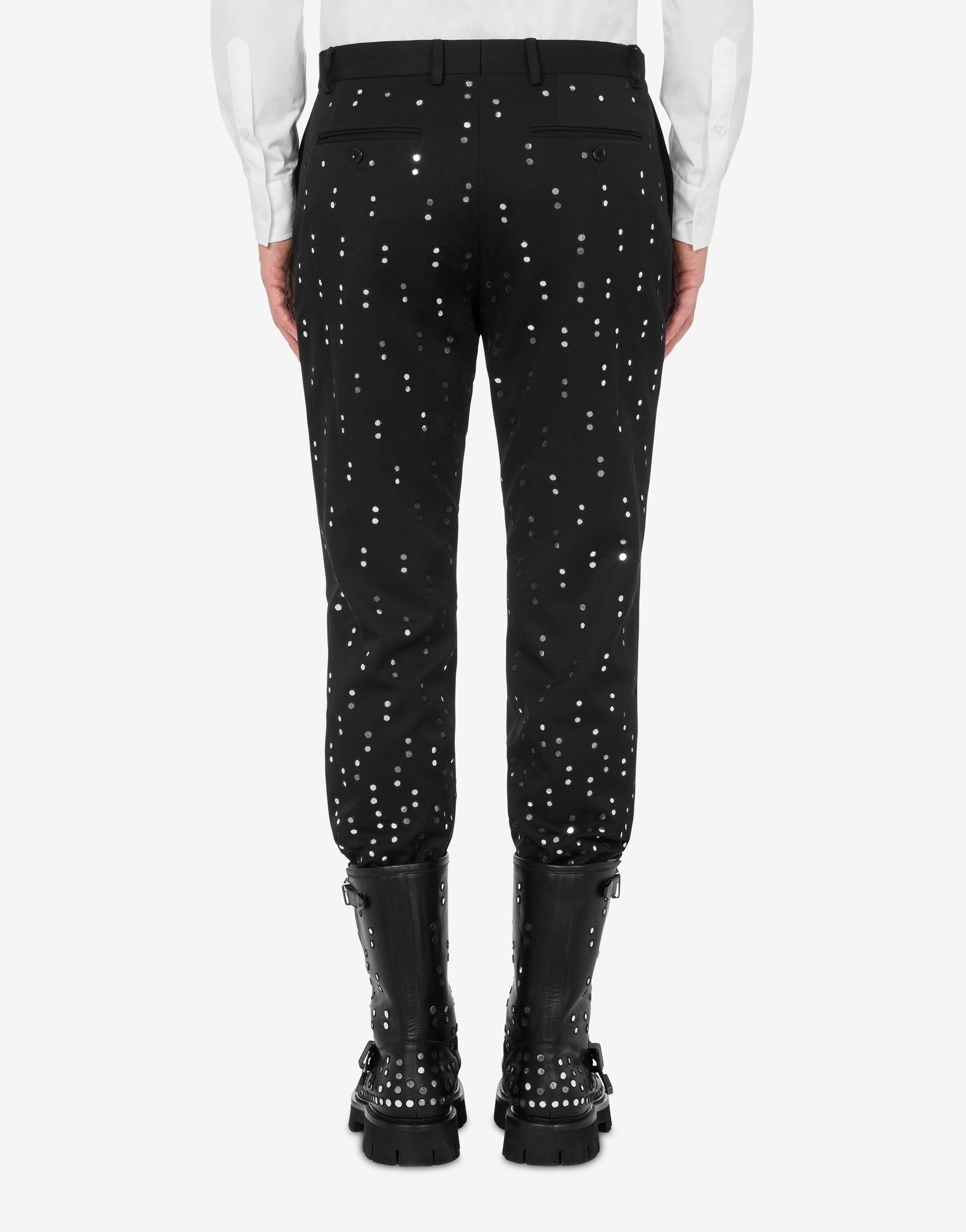 EMBROIDERED MIRRORS GABARDINE TROUSERS - 3