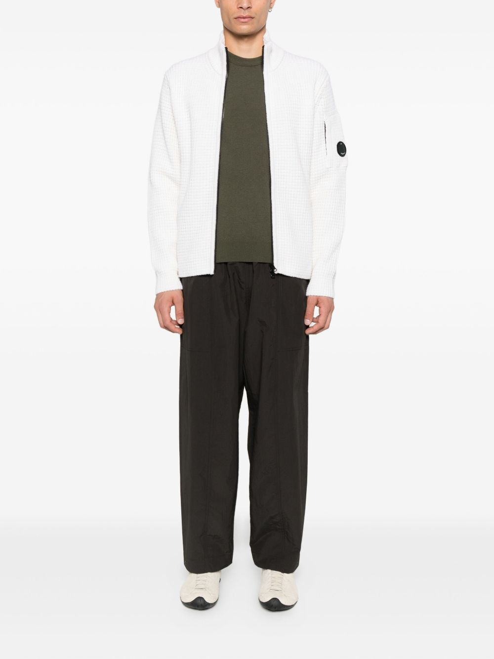 zip-front waffle-knit cardigan - 2