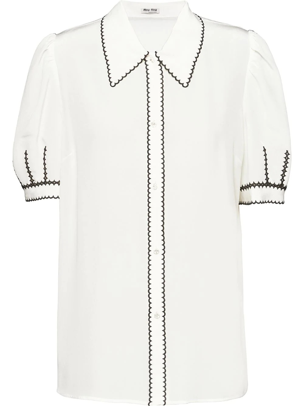 scalloped-embroidery short-sleeve shirt - 1