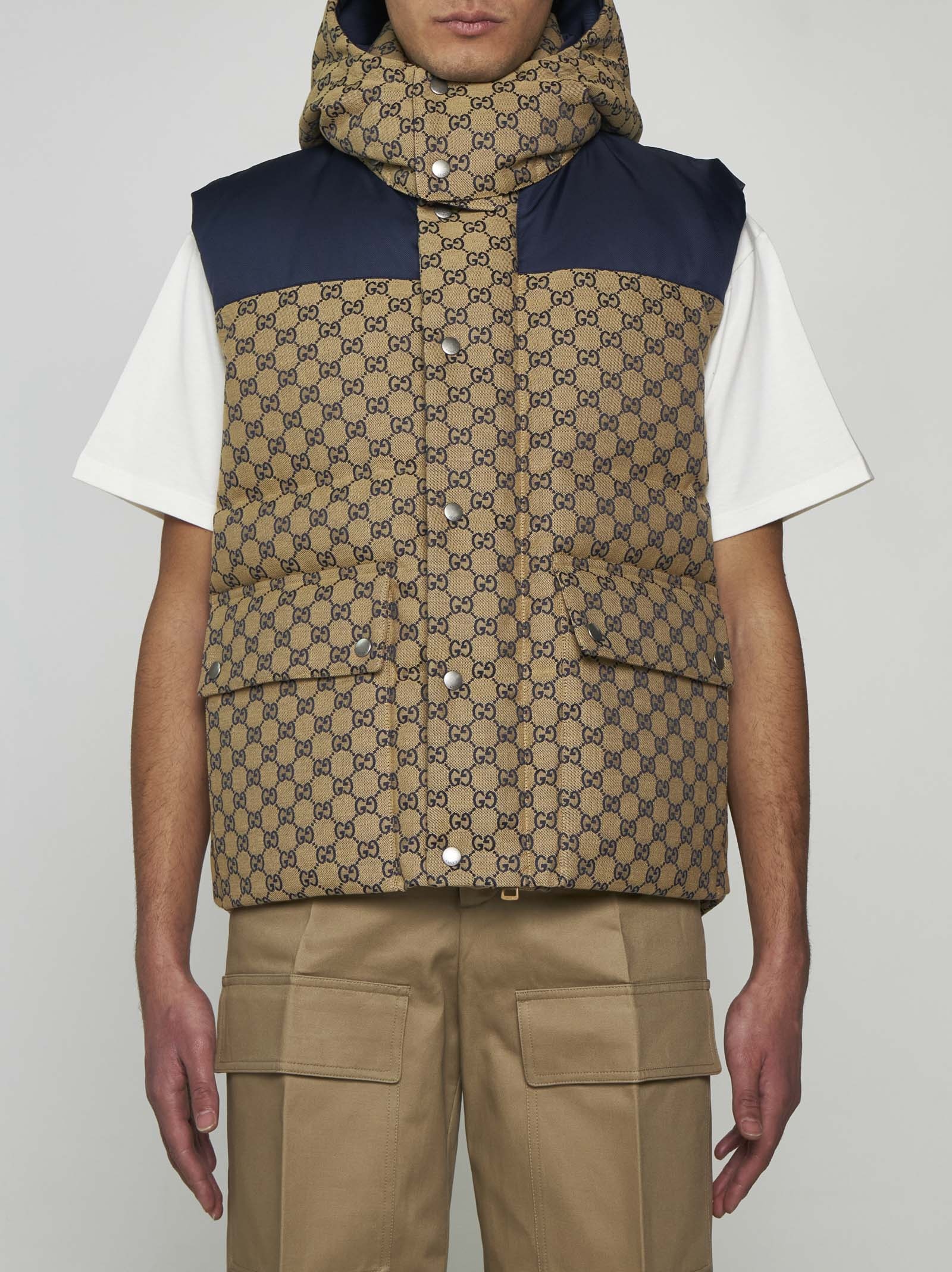 Quilted GG cotton-blend down vest - 3