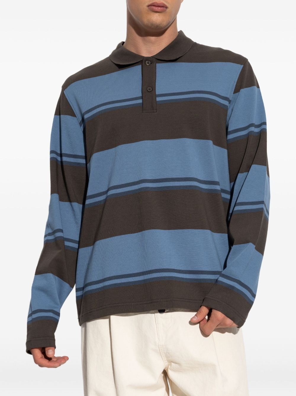 striped long-sleeve polo shirt - 3