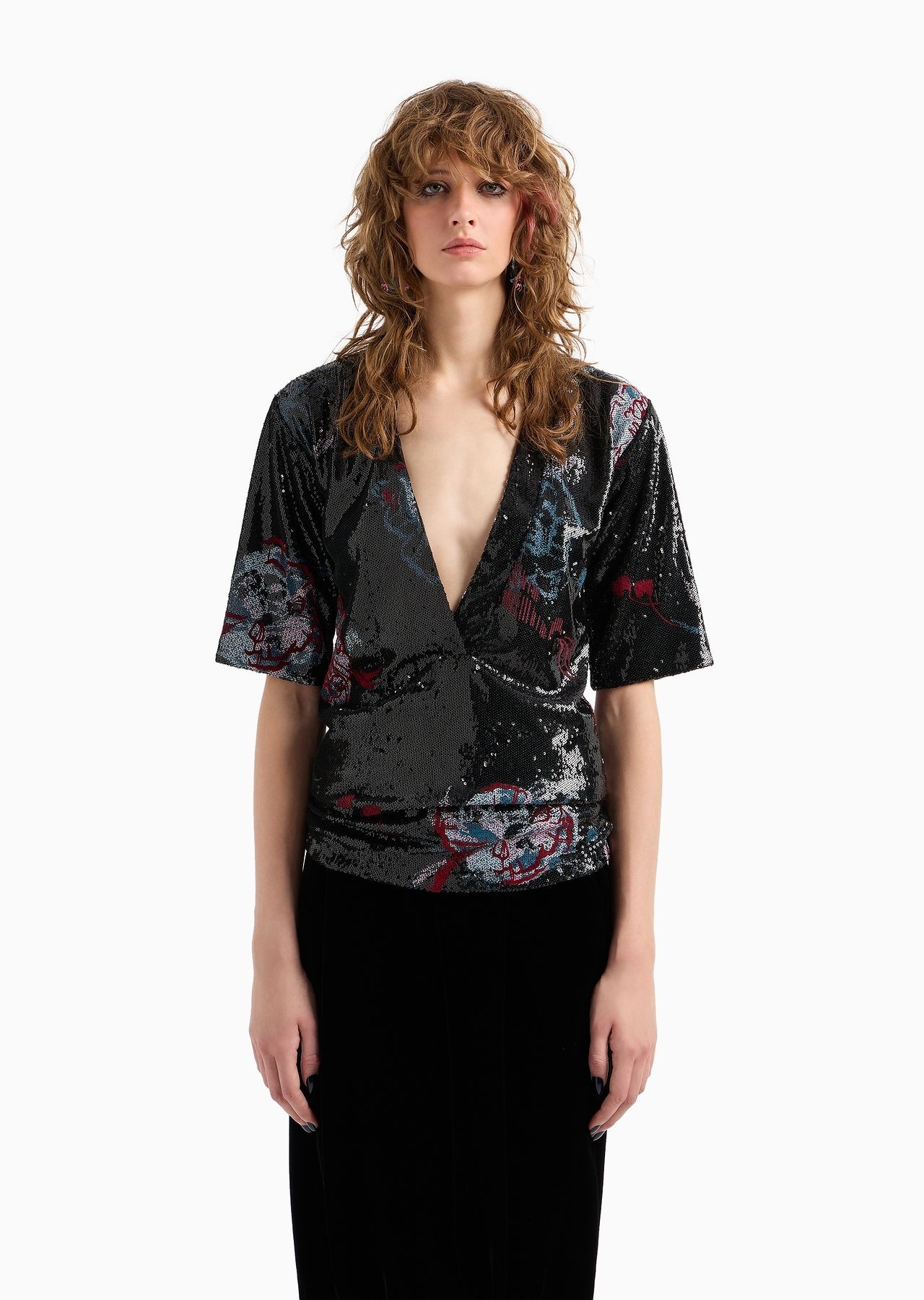Embroidered V-neck blouse - 2