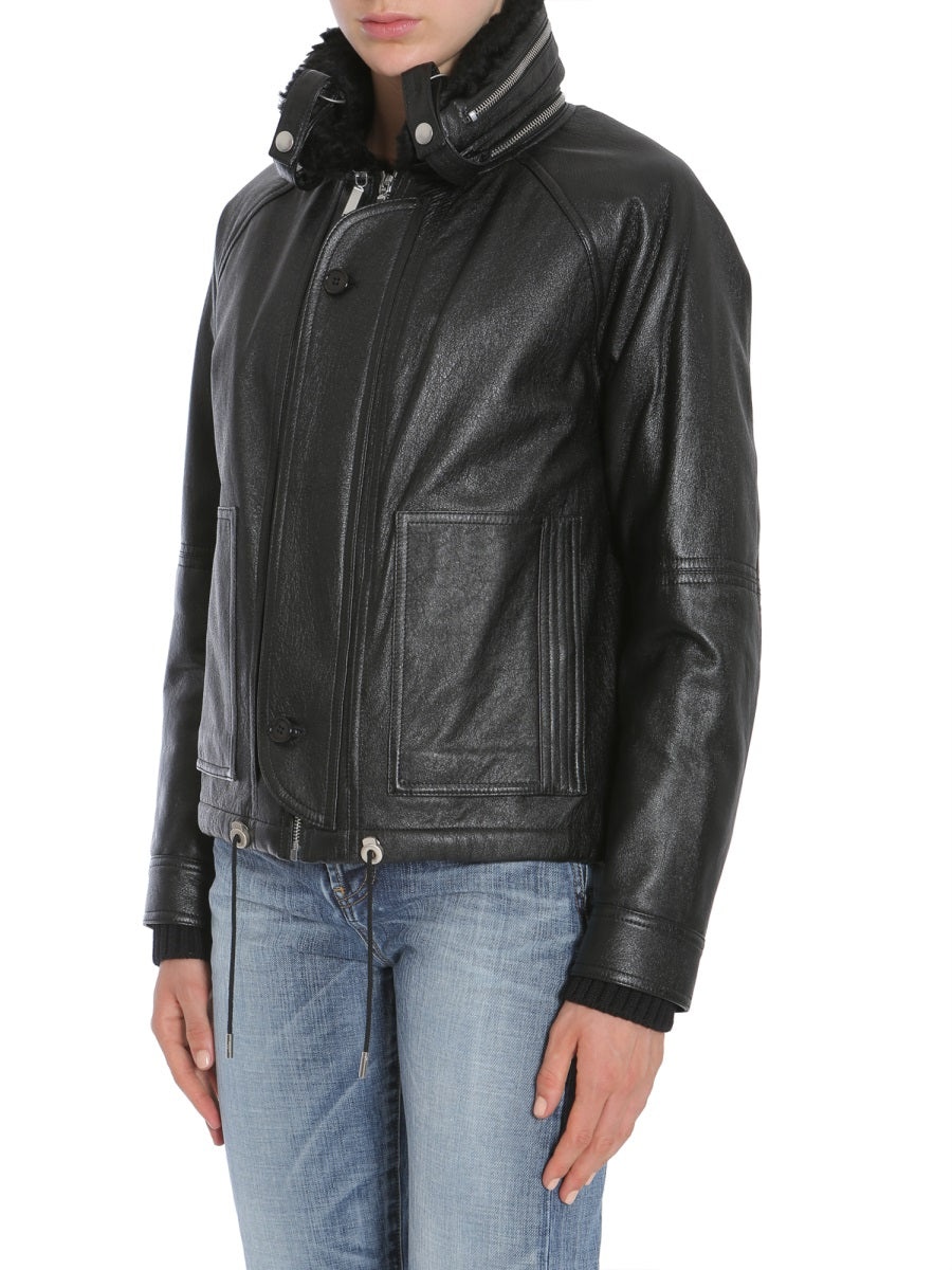 Saint Laurent Women Leather Bomber Jacket - 1