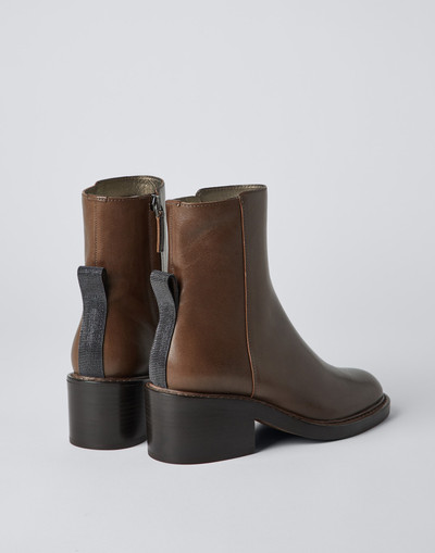 Brunello Cucinelli Riding calfskin ankle boots with monili outlook