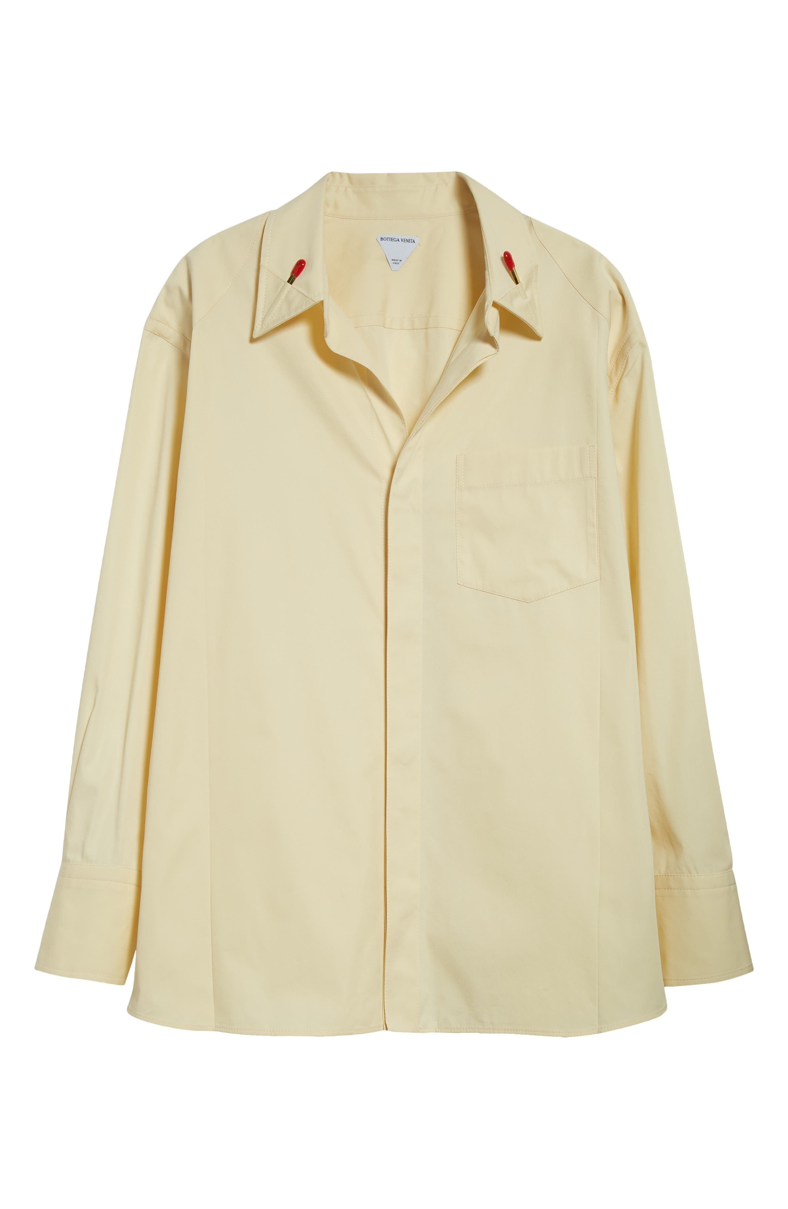 Bottega Veneta Match Detail Cotton & Silk Button-Up Shirt in 7098 Parchment at Nordstrom - 5