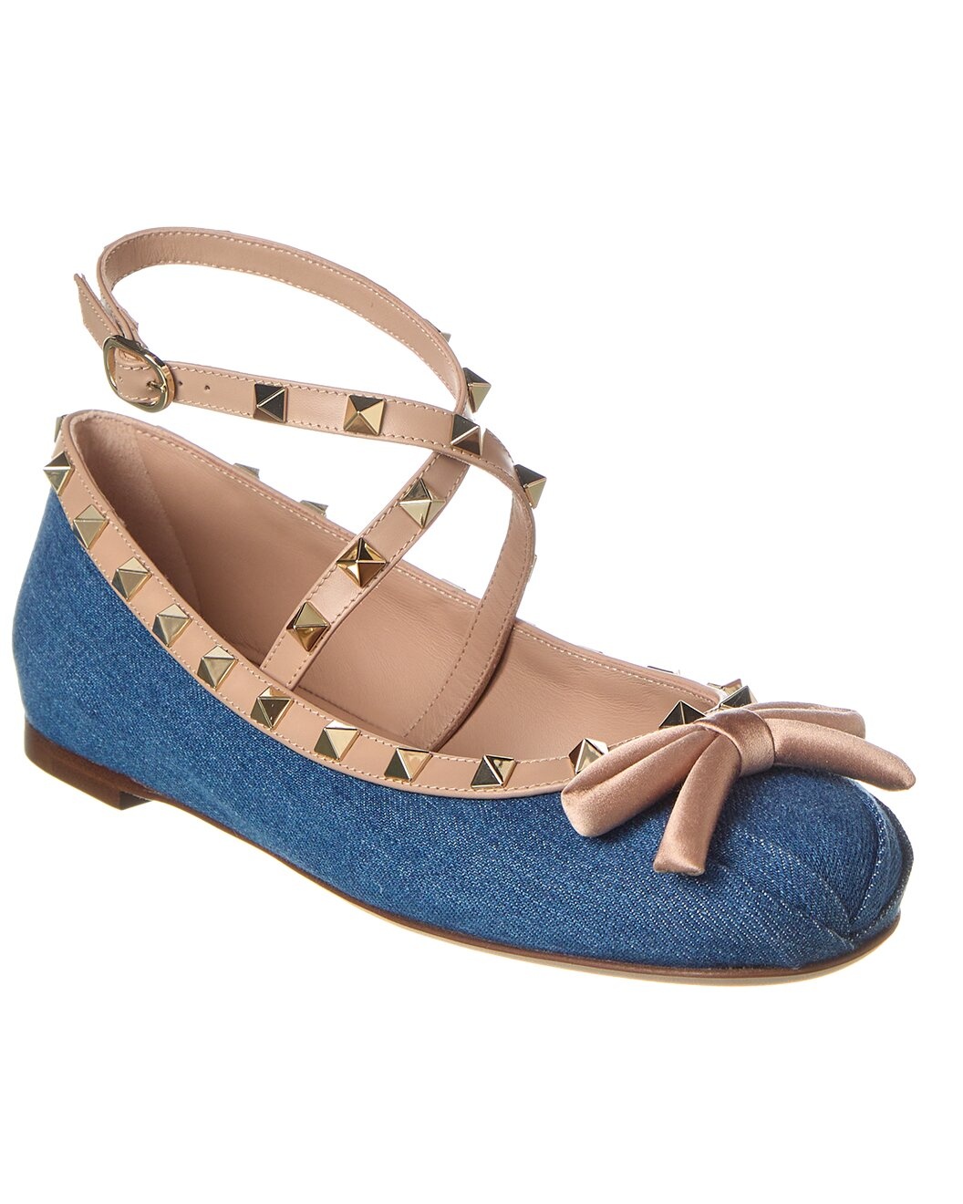 Valentino Rockstud Denim & Leather Ballerina Flat - 1