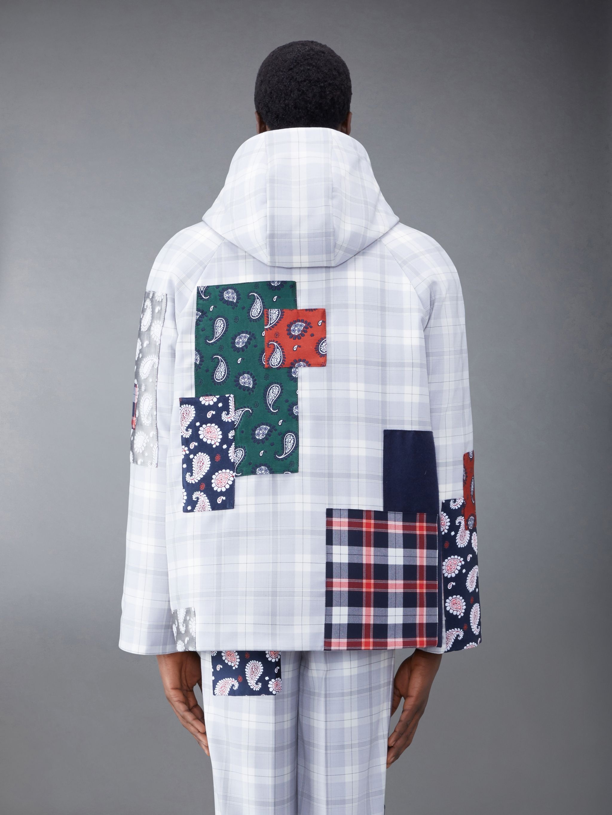 Tartan Twill Patchwork Sideline Football Parka - 2