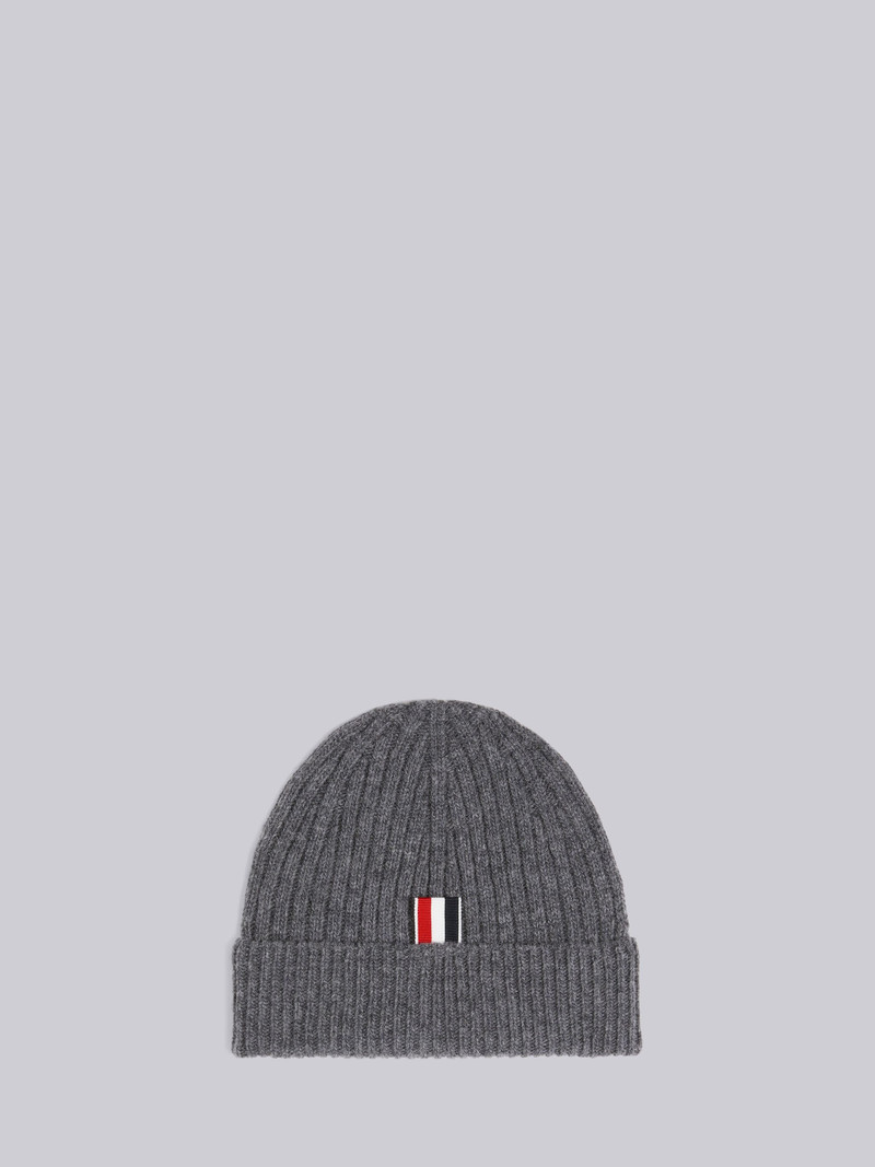 Thom Browne Medium Grey Fine Merino Wool Rib 4-Bar Hat outlook