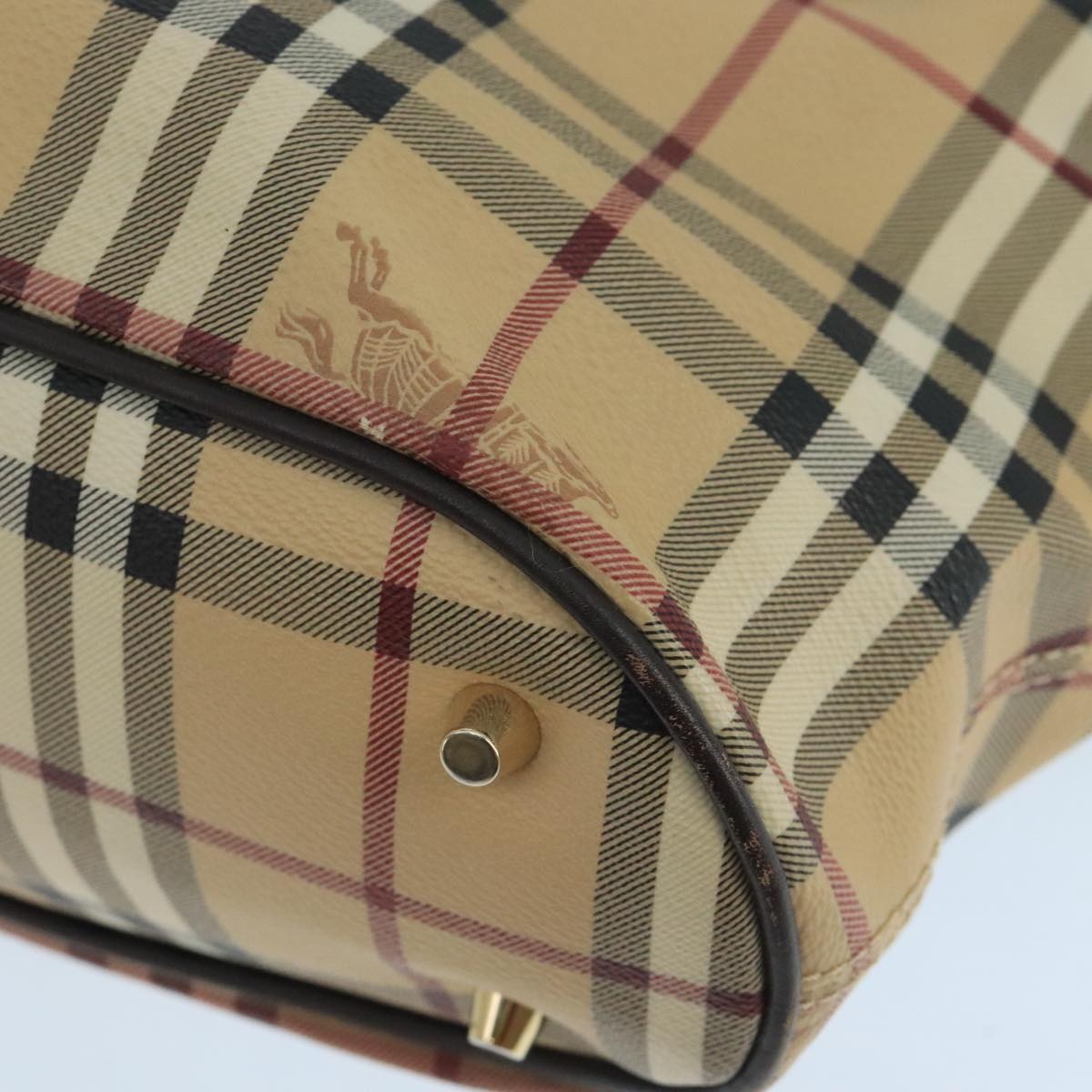 Burberry Nova Check Hand Bag Pvc Leather Beige - 10