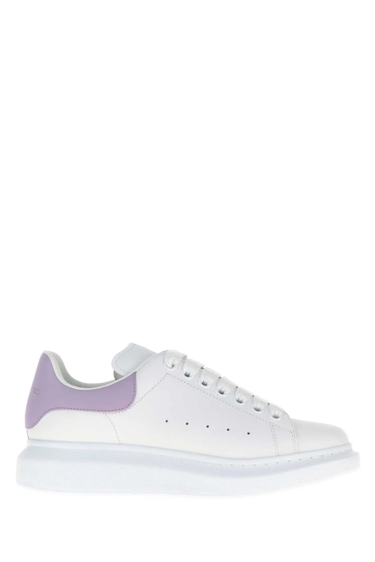 Alexander Mcqueen Women White Leather Sneakers With Lilac Leather Heel - 1