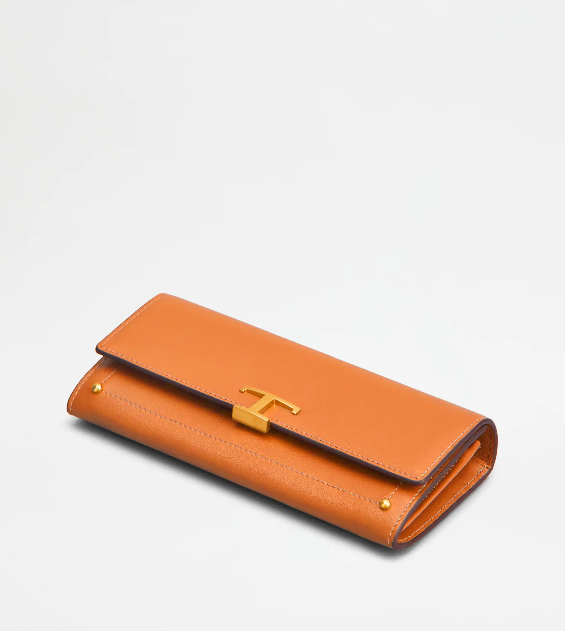 T TIMELESS WALLET IN LEATHER - ORANGE - 4