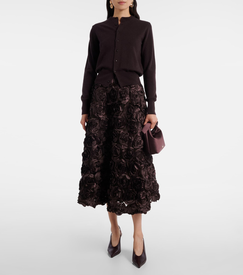 ROTATE Floral-appliqué mesh midi skirt outlook