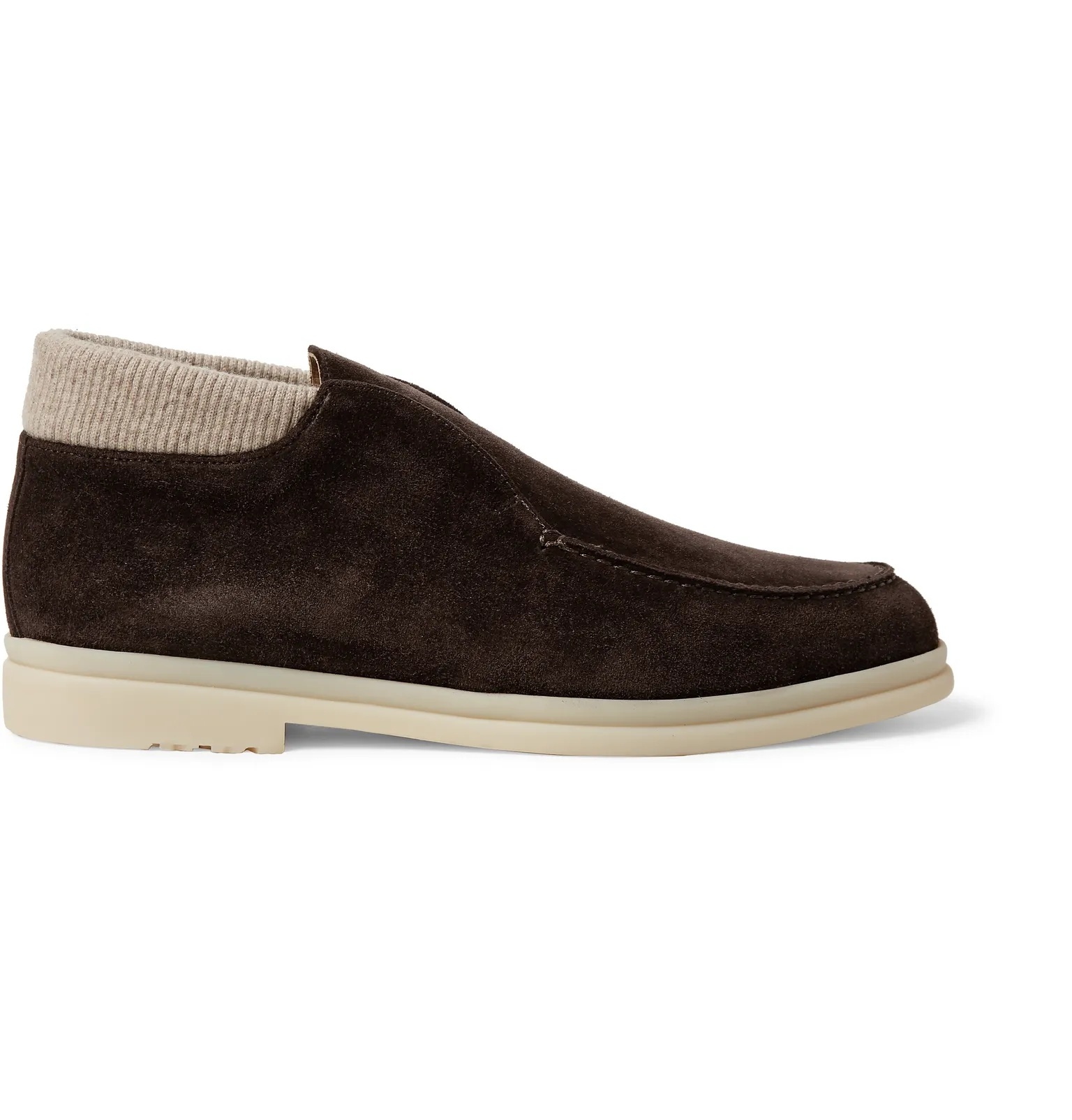 Open Wintery Walk Cashmere-Trimmed Suede Boots - 9