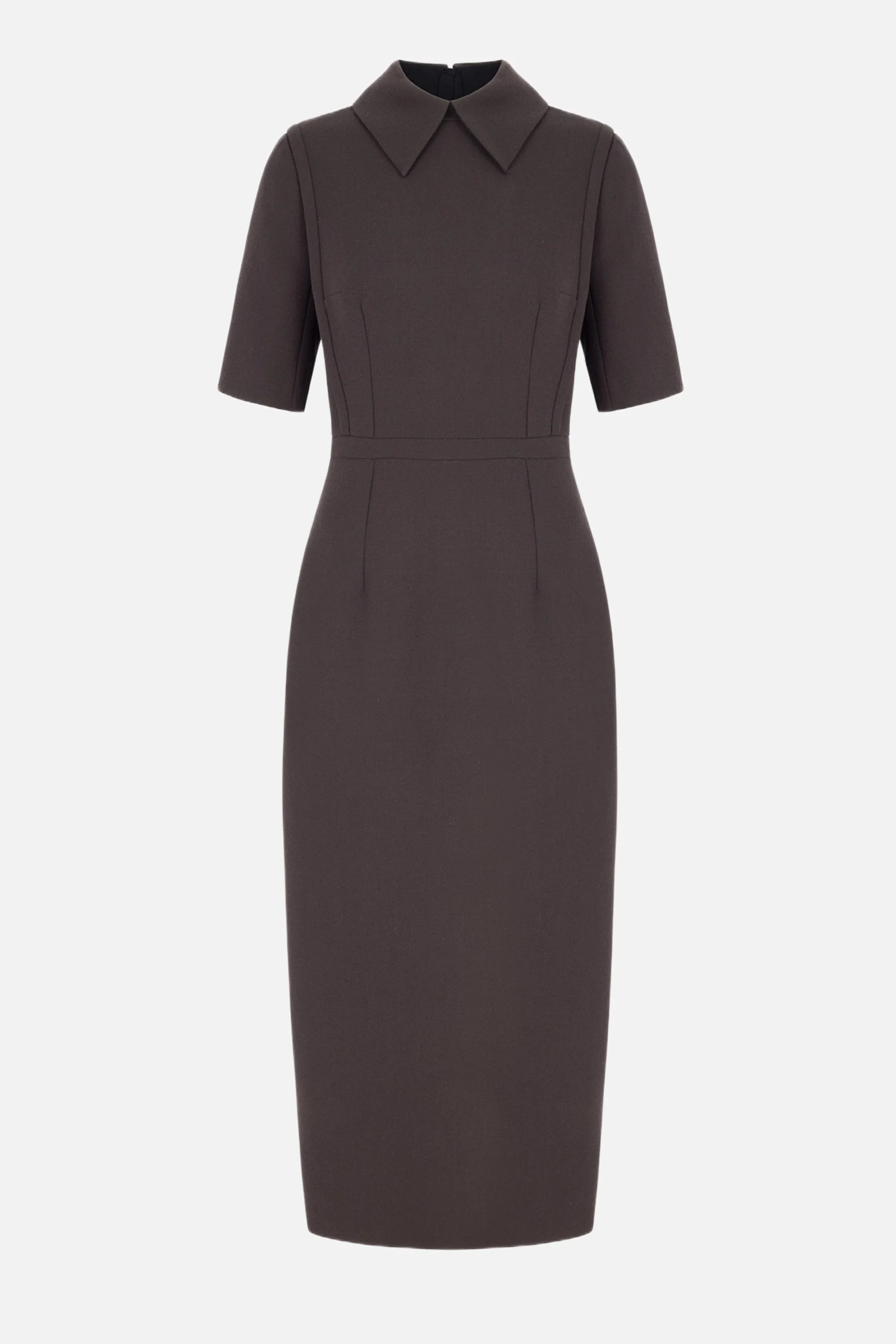 Valletta Dress Chocolate Single Wool Crepe - 1