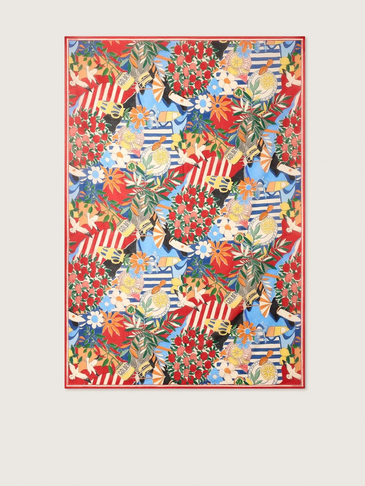 Cotton scarf with multicolor print - 1