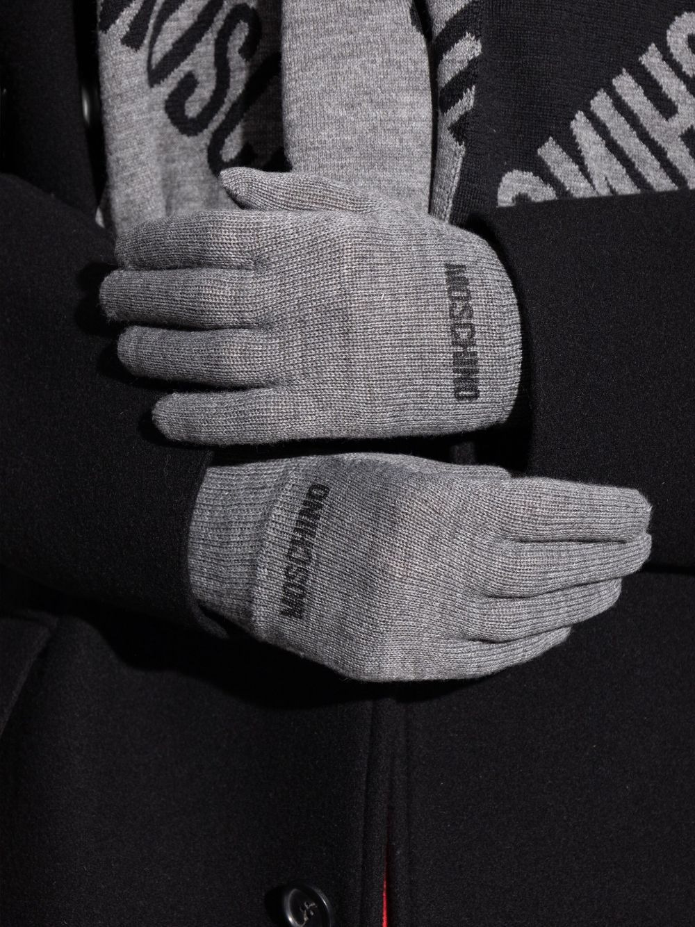 logo-embroidered ribbed gloves - 5