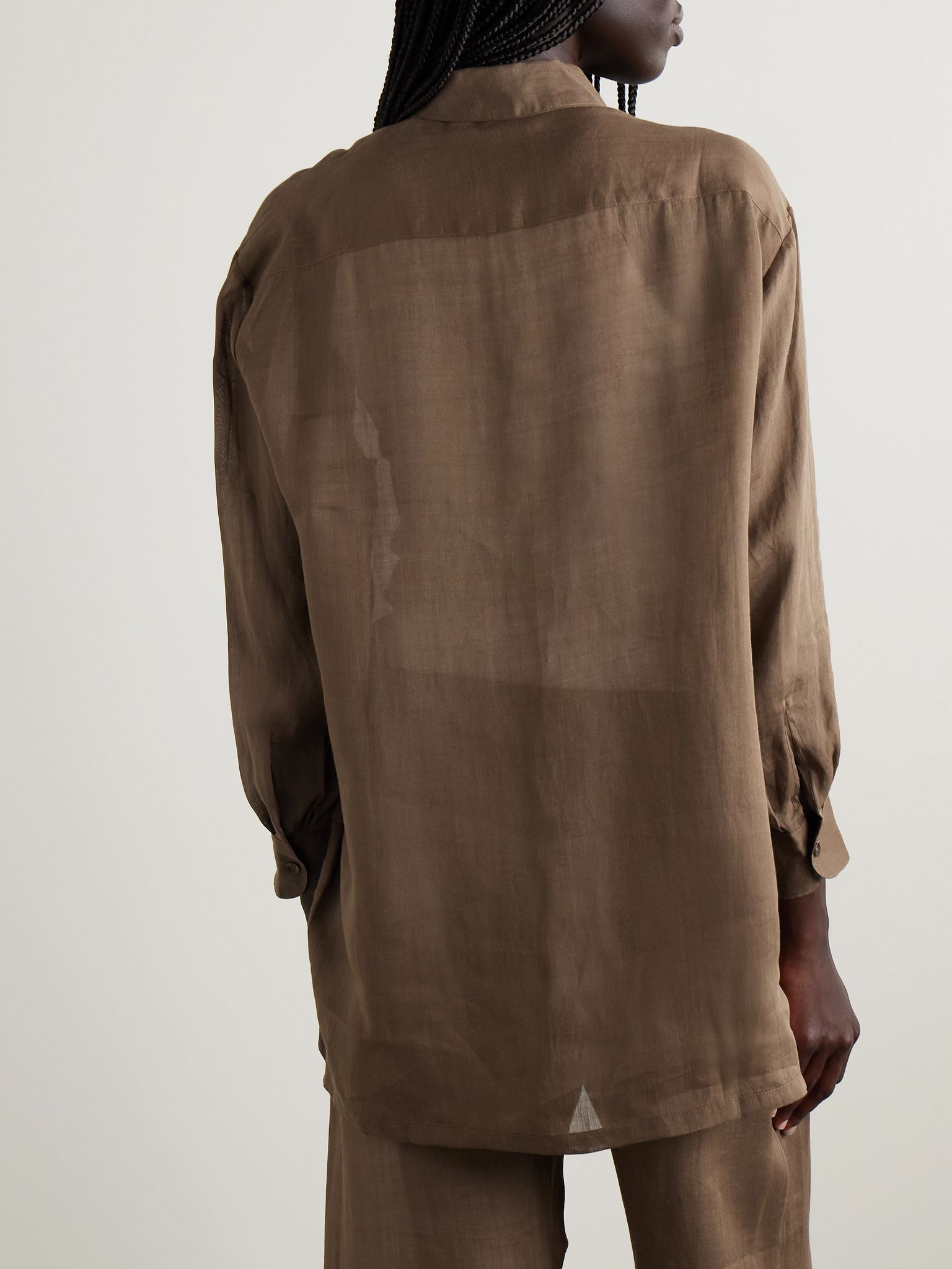Niko oversized ramie shirt Brown - 4