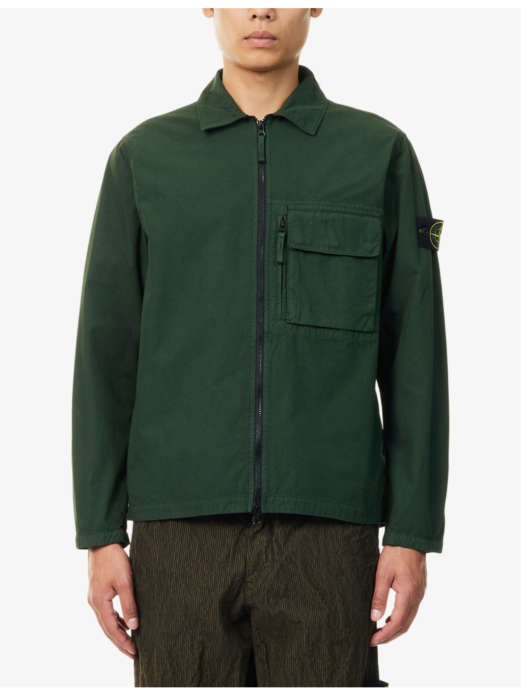 Classic-Collar Logo-Patch Cotton Jacket - 3