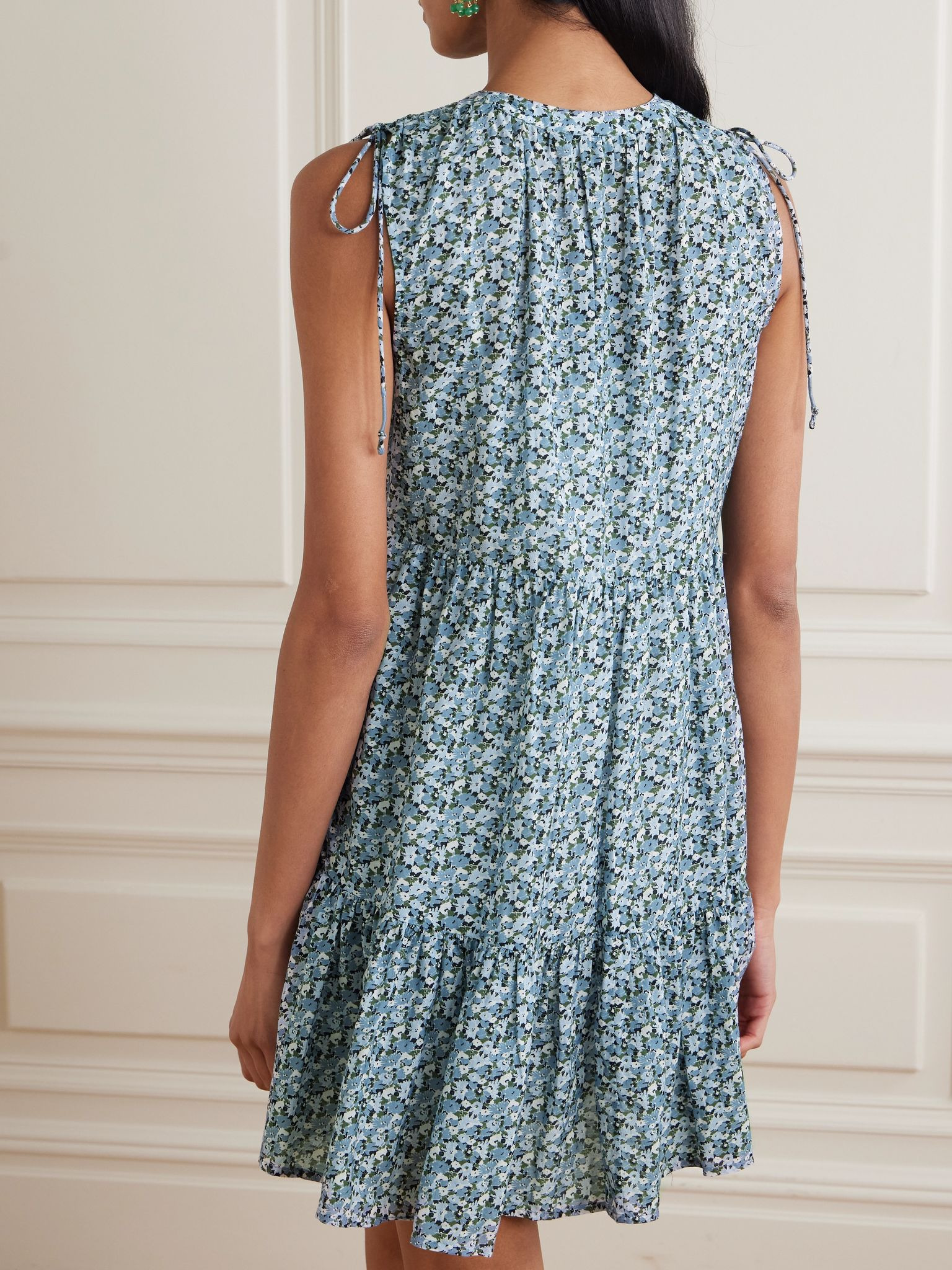 Yulianna tiered floral-print cotton-blend voile mini dress Multi - 3