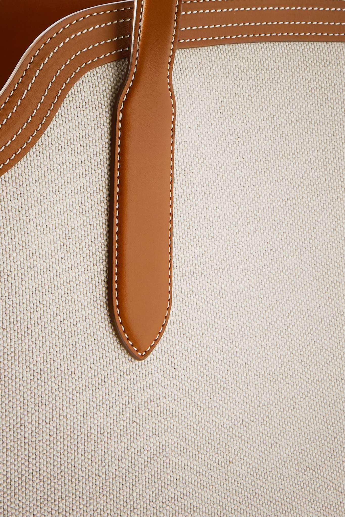 Loro Piana Tan Canvas and Orange Leather Handbag