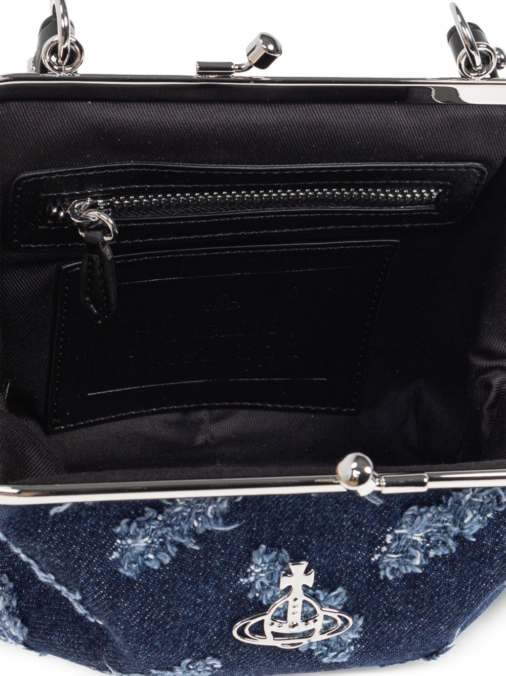 Orb-pattern frayed denim tote bag - 5