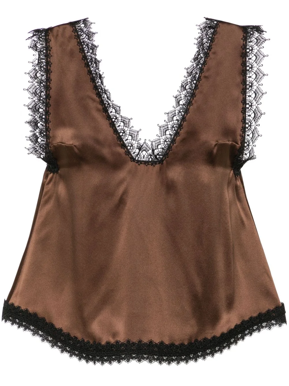 lace-trim silk camisole - 1
