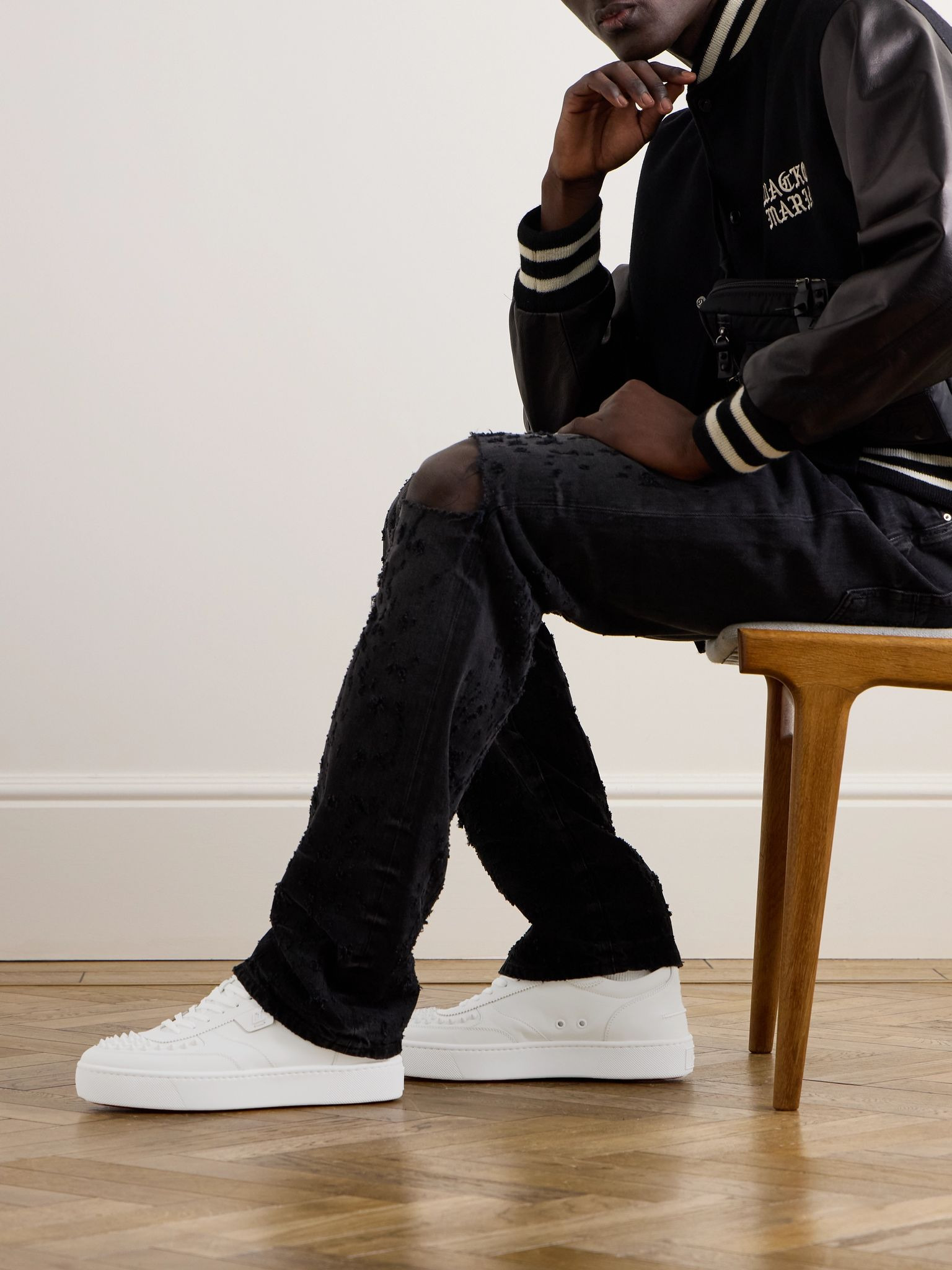 Happyrui Spiked Leather Sneakers White - 2