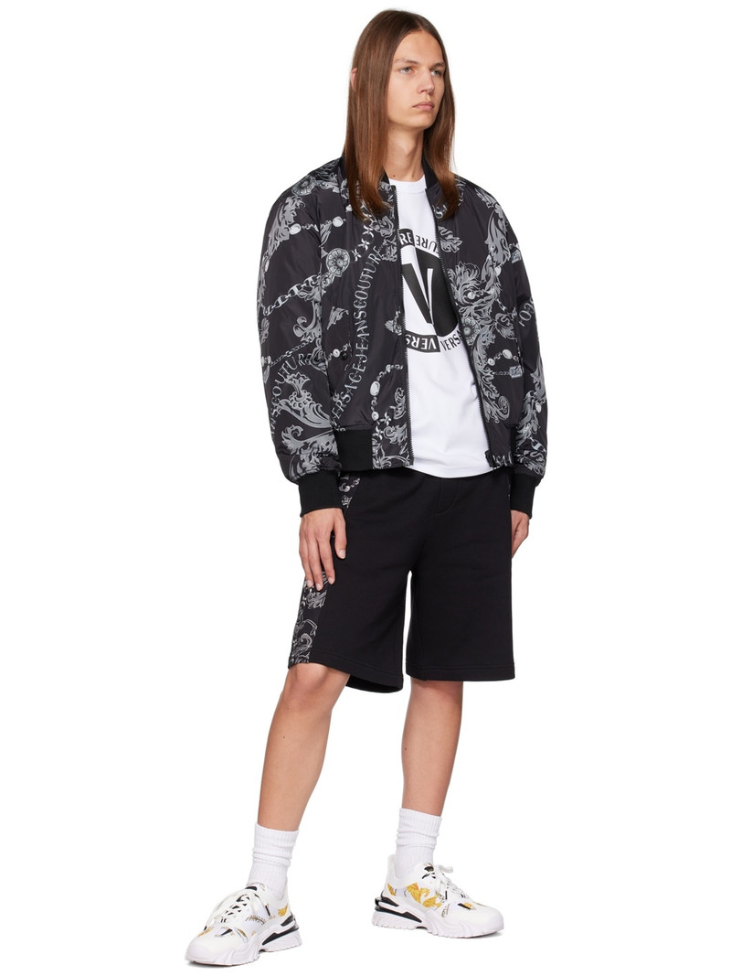 Black Chain Couture Reversible Bomber Jacket 5