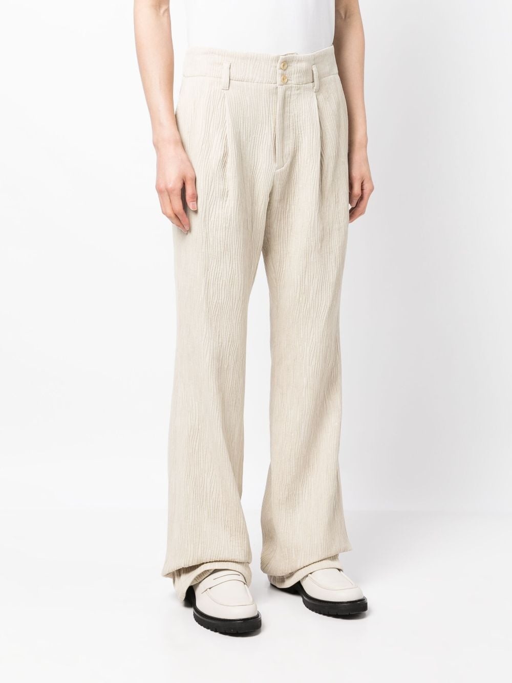 textured straight-leg trousers - 3