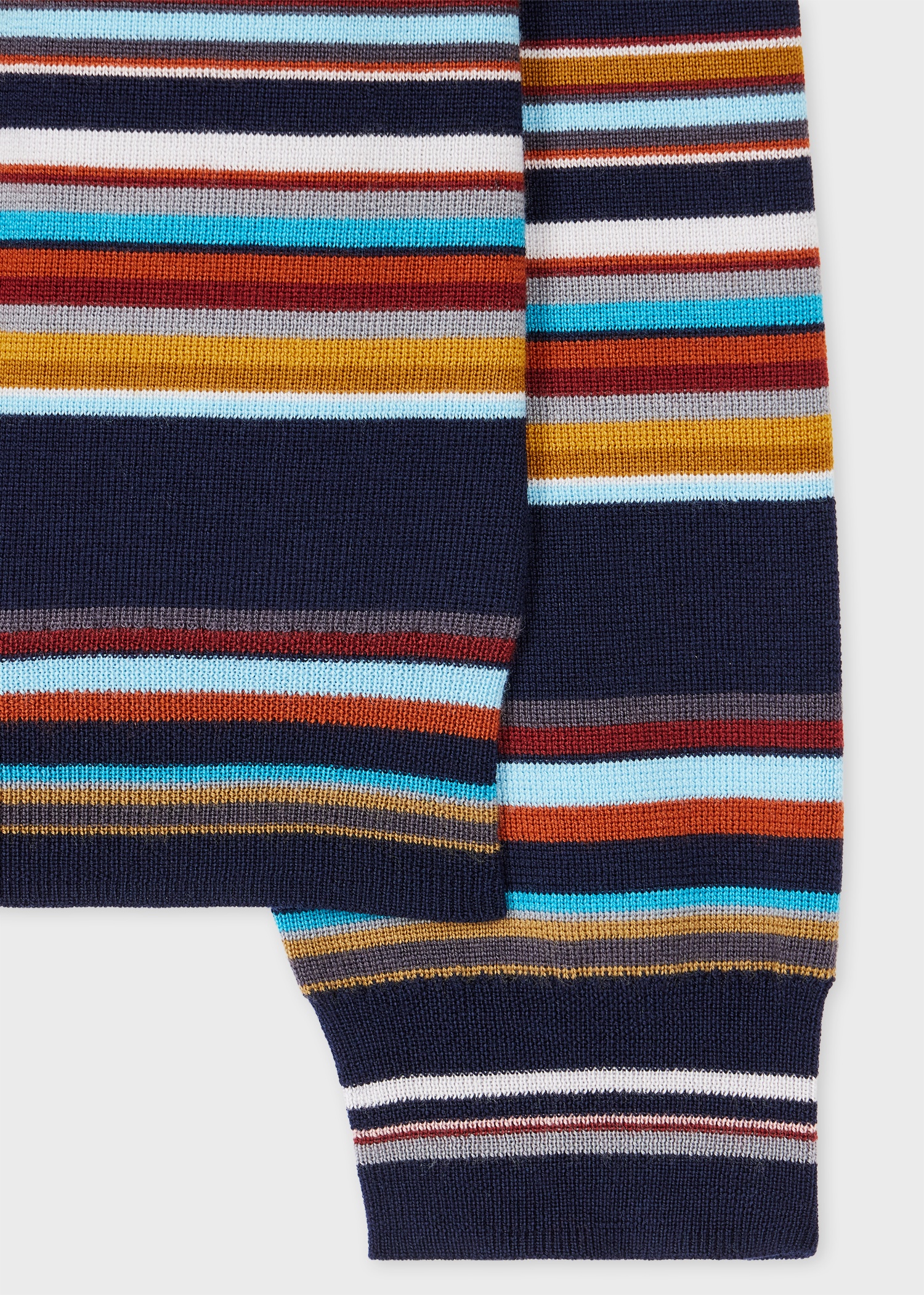 Navy 'Signature Stripe' Merino Wool Knitted Polo Shirt - 2