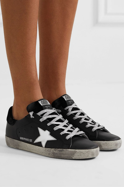 Golden Goose Superstar distressed leather and suede  sneakers outlook