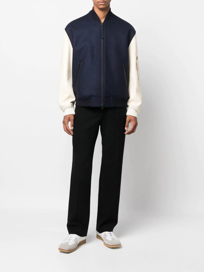 Loewe panelled leather-sleeve bomber jacket outlook