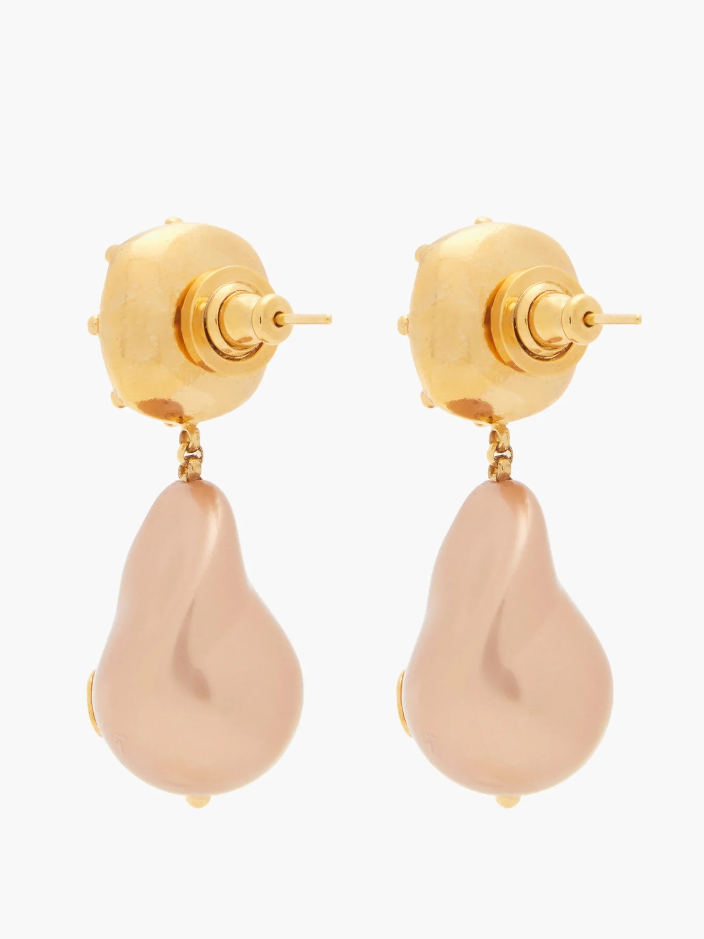 V-logo faux-pearl & crystal drop earrings - 4