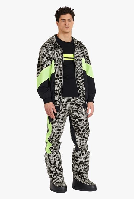 Capsule After ski - Ivory and black hooded nylon jacket with Balmain monogram - 2