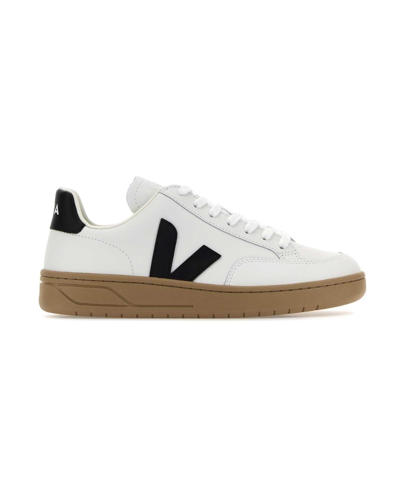 White Leather V-12 Sneakers - 1