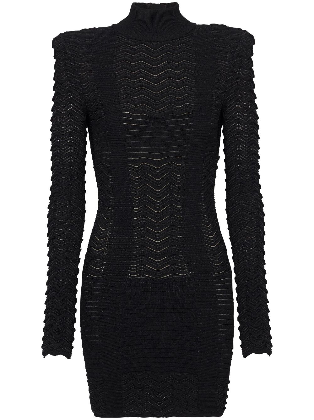 long-sleeve textured minidress - 1