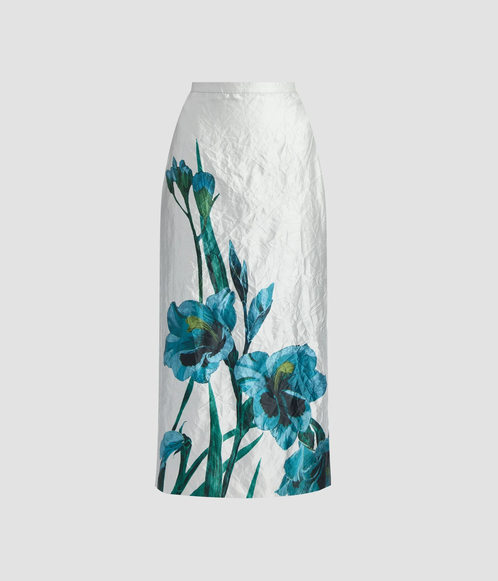 FLORAL TEXTURED SATIN MIDI PENCIL SKIRT - 1