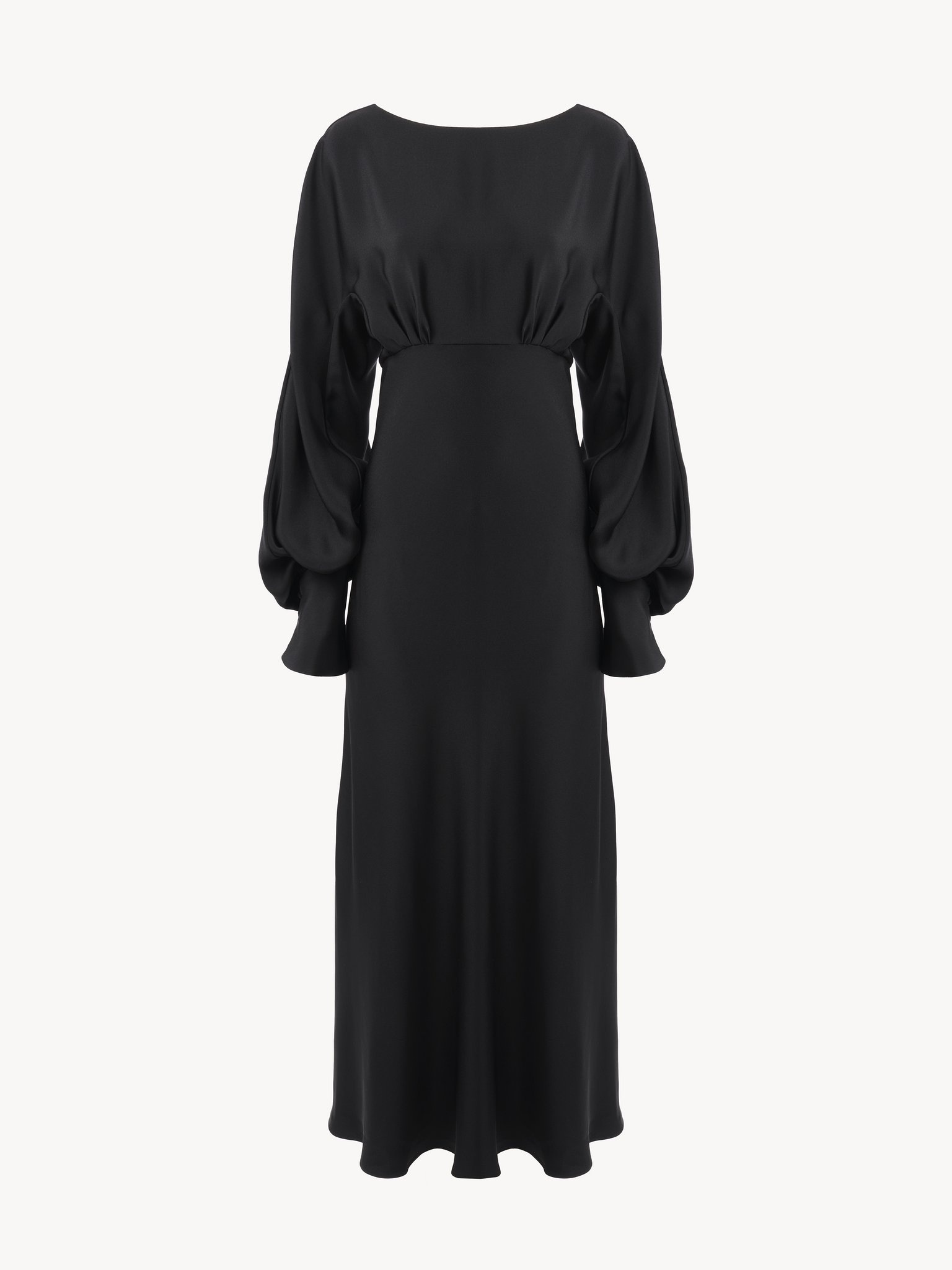 BOAT-NECK LONG FLARED DRESS - 2