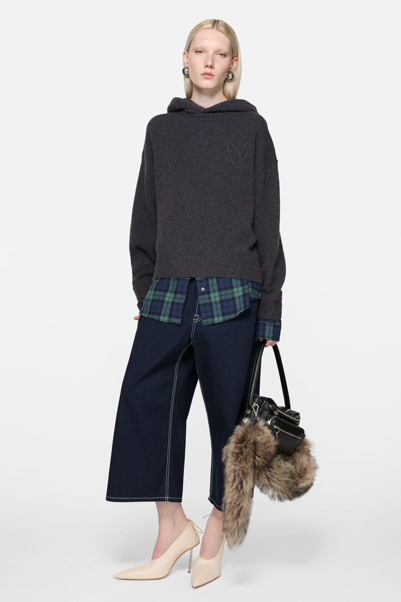Acne Studios Layered wool hoodie - Graphite grey outlook