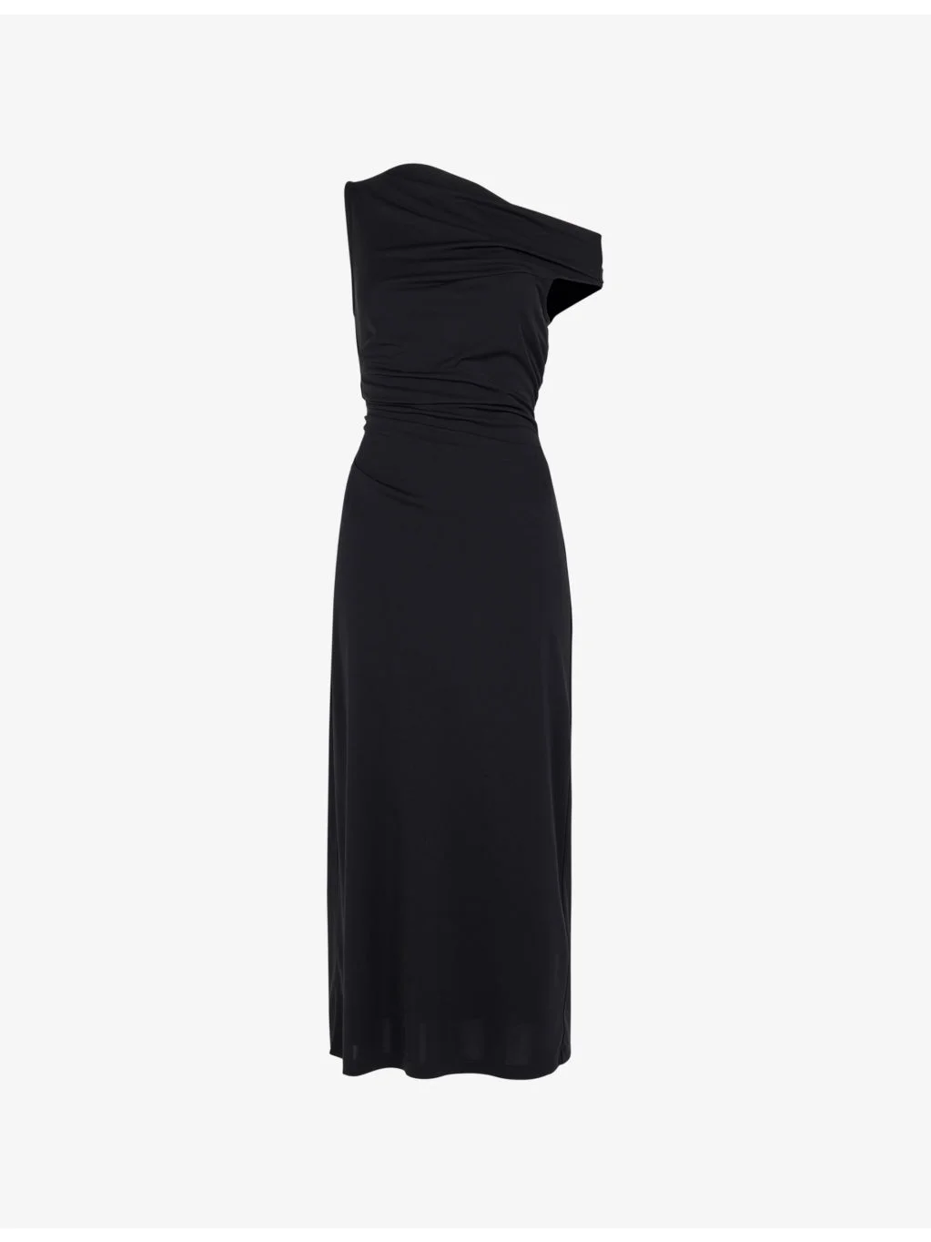 Off-Shoulder Asymmetric Crepe Midi Dress - 1