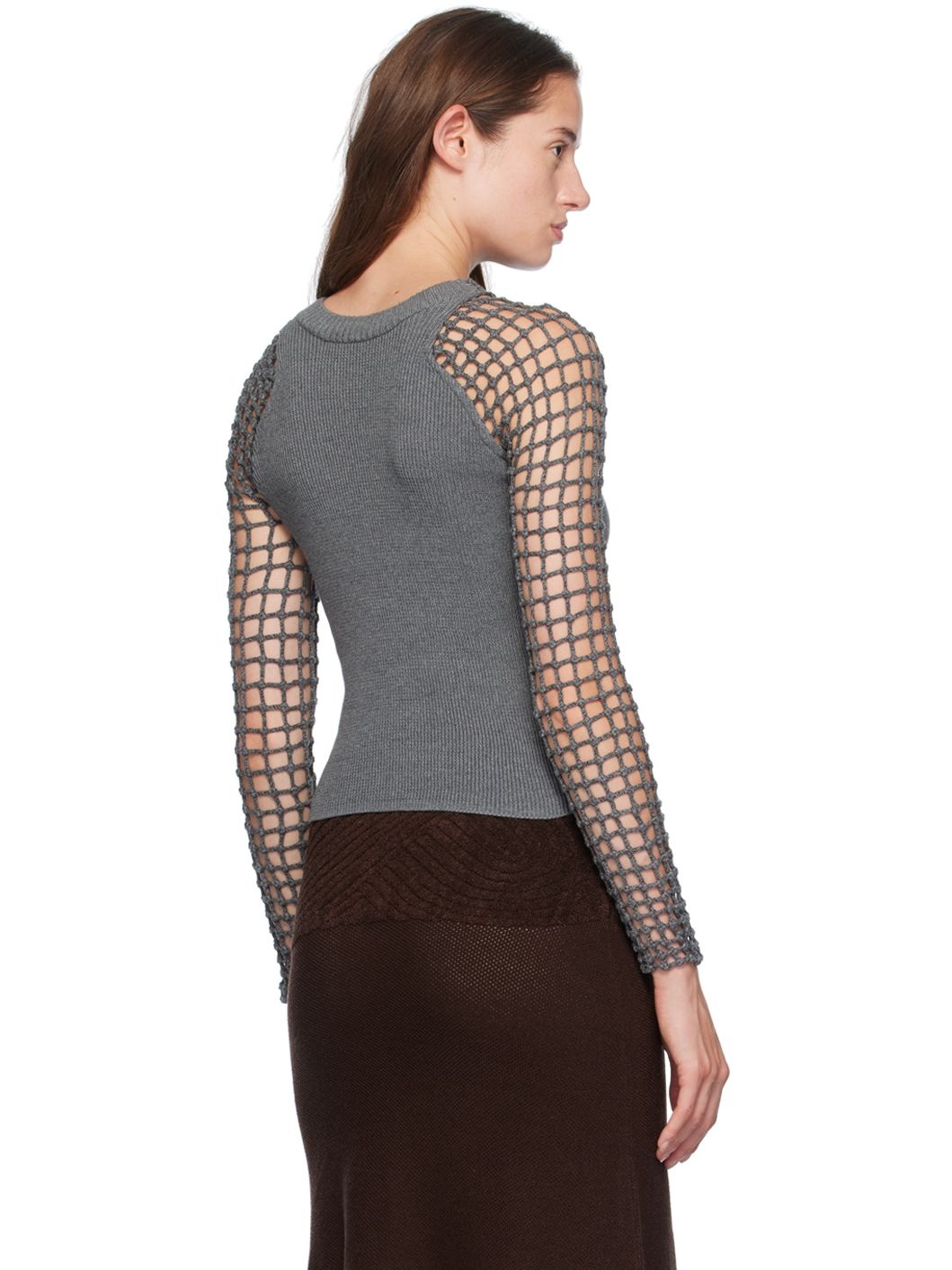 Gray Spider Net Long Sleeve T-Shirt - 3
